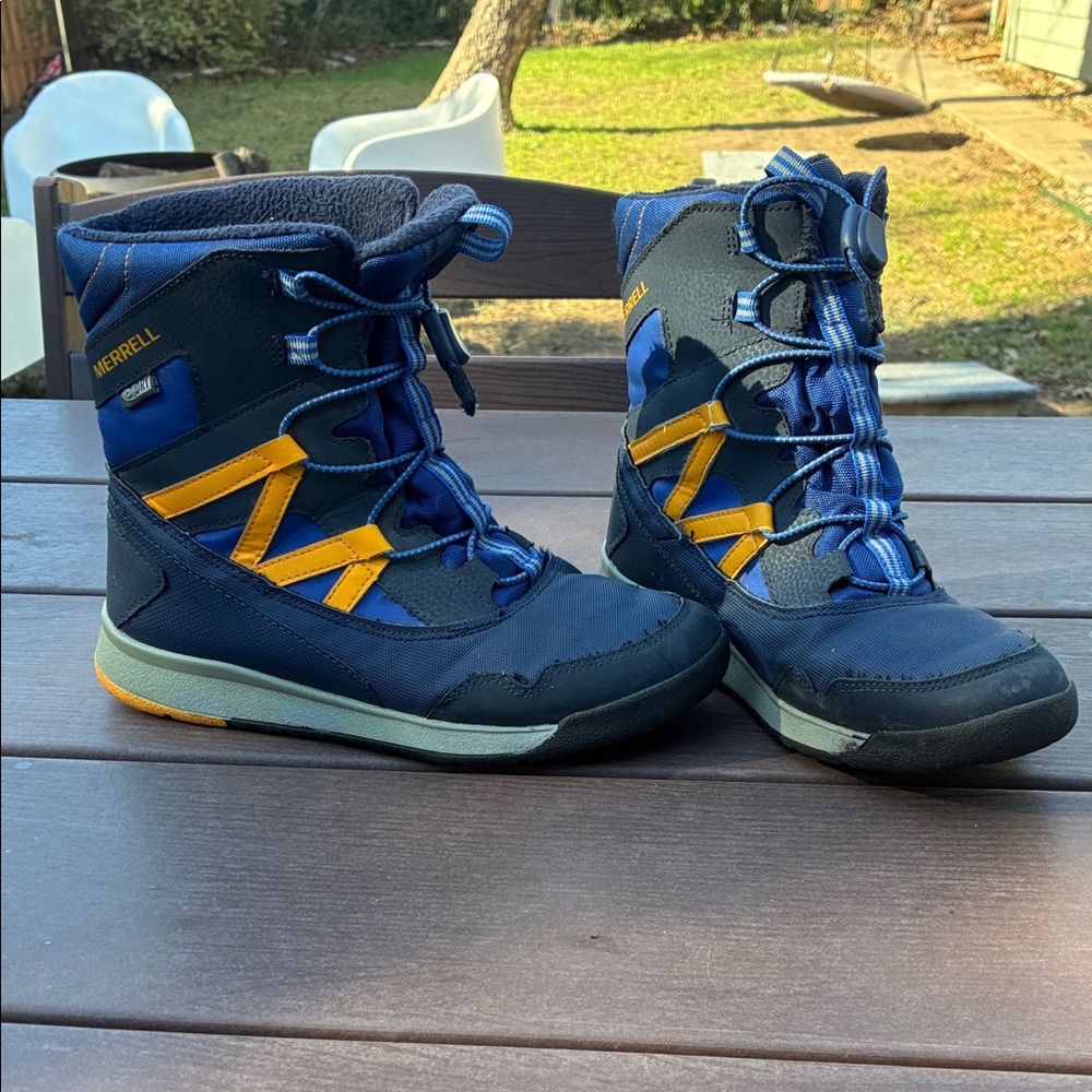 Merrell Kids Blue and Yellow Rain & Snow Boots